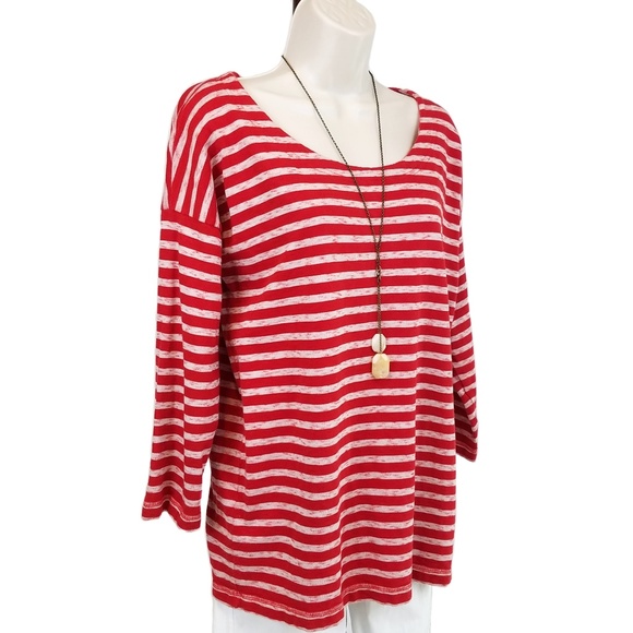Madewell Tops - Madewell cozy slub tee striped red white L